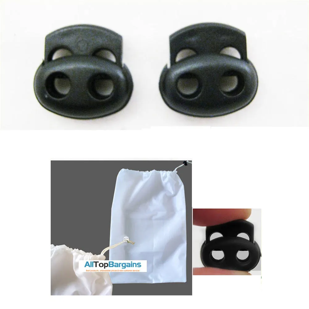 2 Shoe Lace Shoelace Buckle Rope Clamp Cord Lock Stopper Run Sports Black New