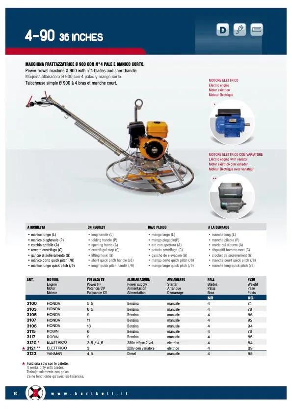Barikell Walk-Behind Power Trowel 36" 9HP