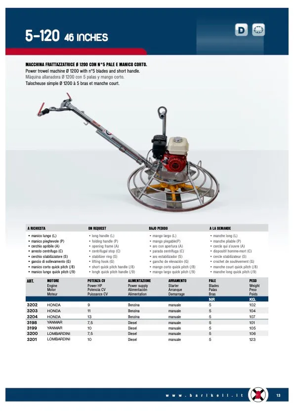Barikell Walk-Behind Power Trowel 46" 11HP