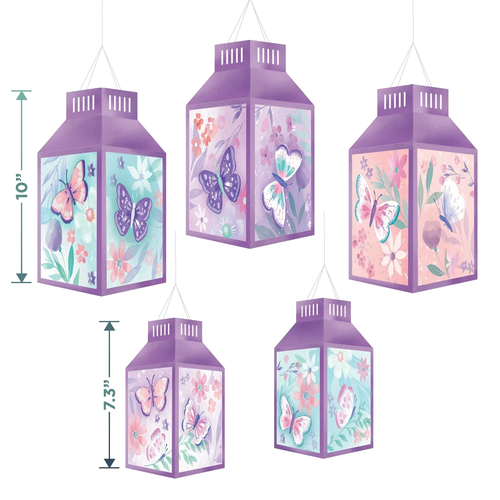 Butterfly Party Flutter Floral Table Runner Decoration Kit and Paper Lanterns Set
