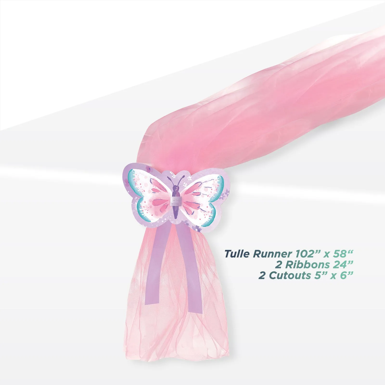 Butterfly Party Flutter Floral Table Runner Decoration Kit and Paper Lanterns Set
