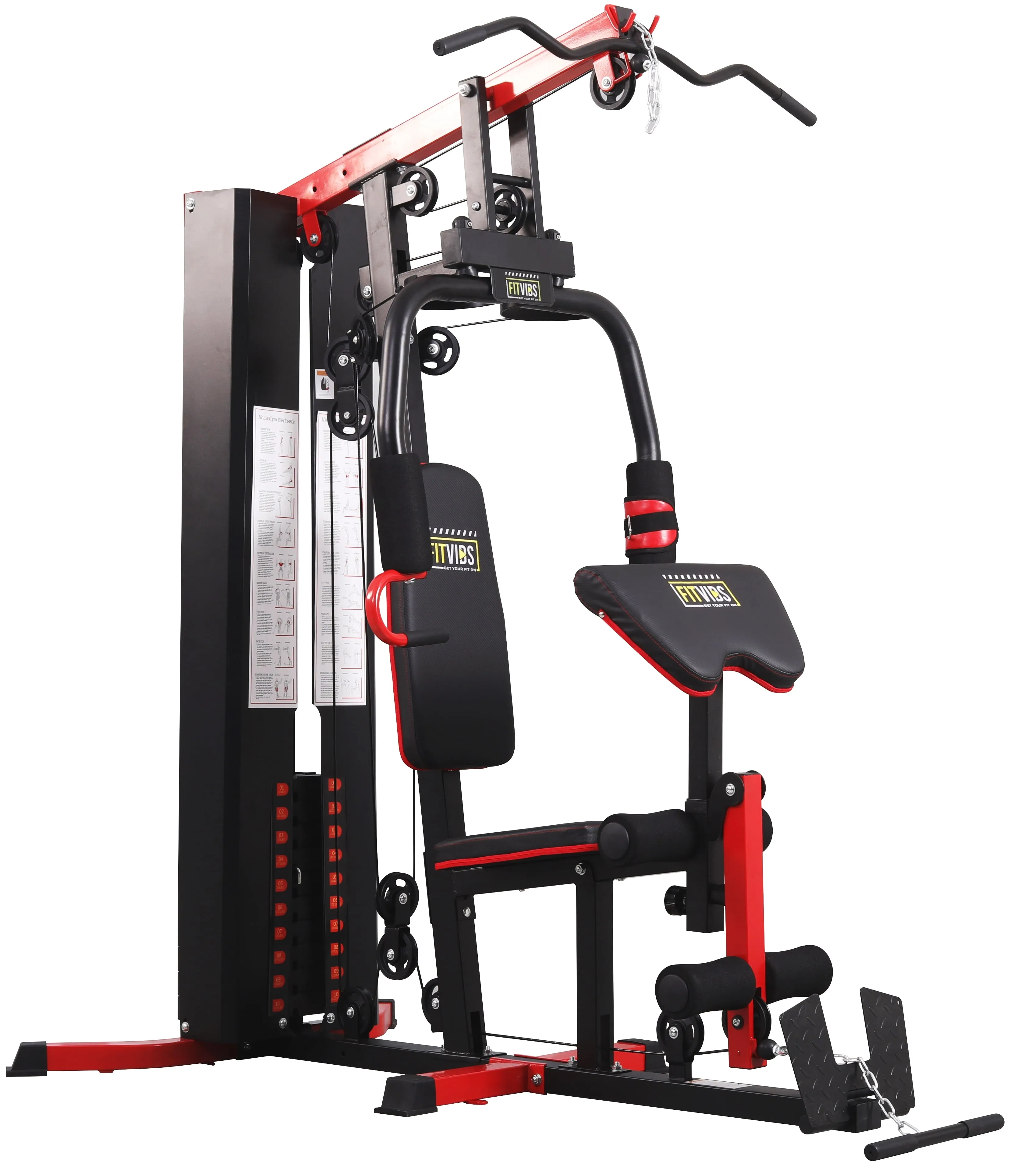 Fitvids LX750 Multifunctional Full Home Gym System Workout Station with 122.5 Lbs Weight Stack, One Station, Comes with Installation Instruction Video, Ships in 5 Boxes