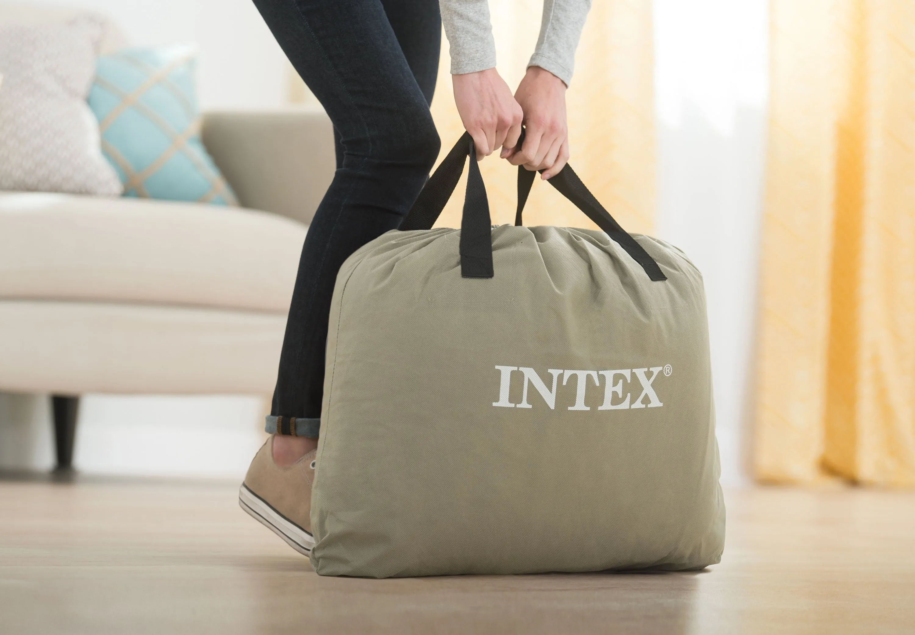 Intex 15" Queen Essential Rest Dura-Beam Airbed Mattress with Built in Pump