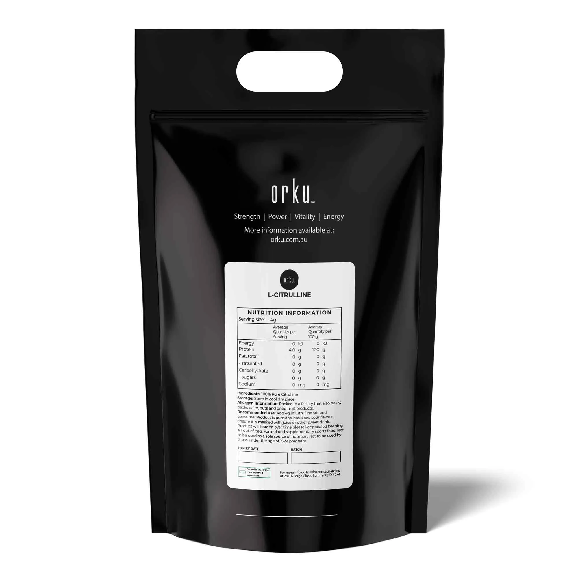 L-Citrulline Powder Bags - Pure Amino Acid Pre-Workout Supplement
