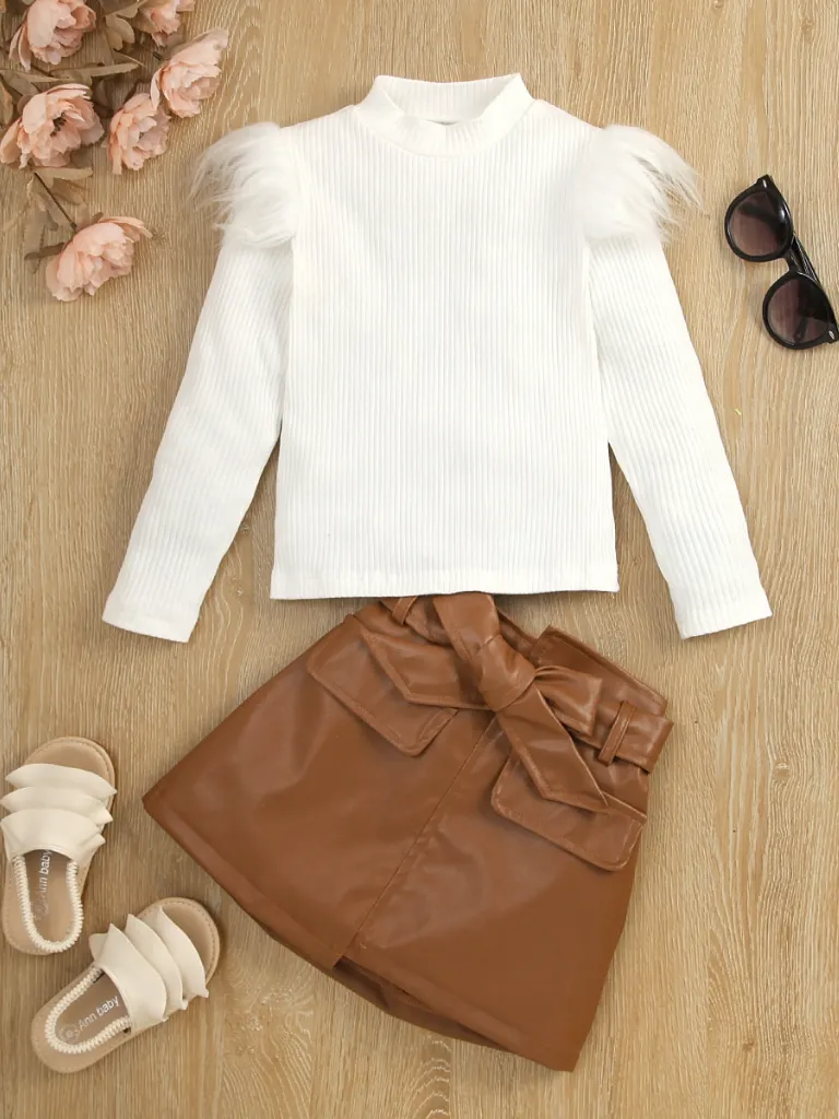Make It Fab Vegan Leather Skirt Set