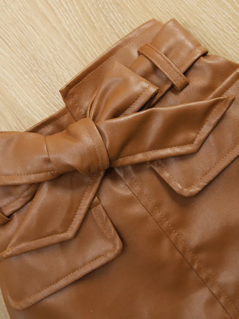 Make It Fab Vegan Leather Skirt Set