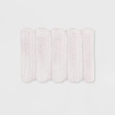 New - 17"x24" Tufted Pearl Channel Solid Bath Rug Blush