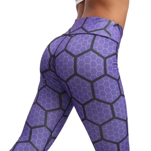 NORMOV Honeycomb Digital Printed Leggings Women