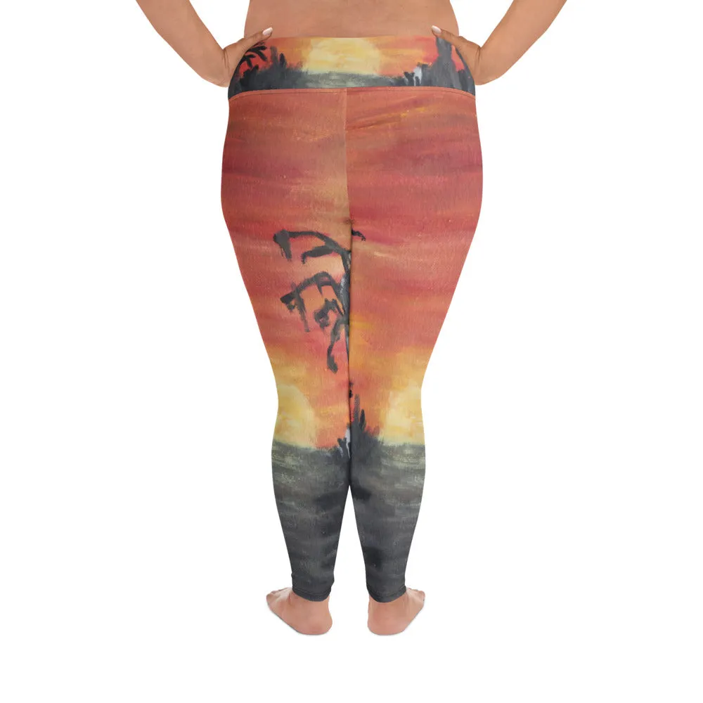" African sunset" All-Over Print Plus Size Leggings