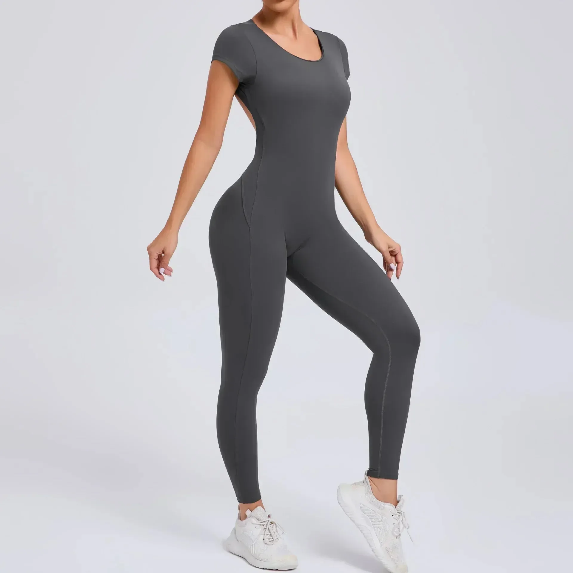 Seamless Yoga Jumpsuit - Backless One-Piece for Women